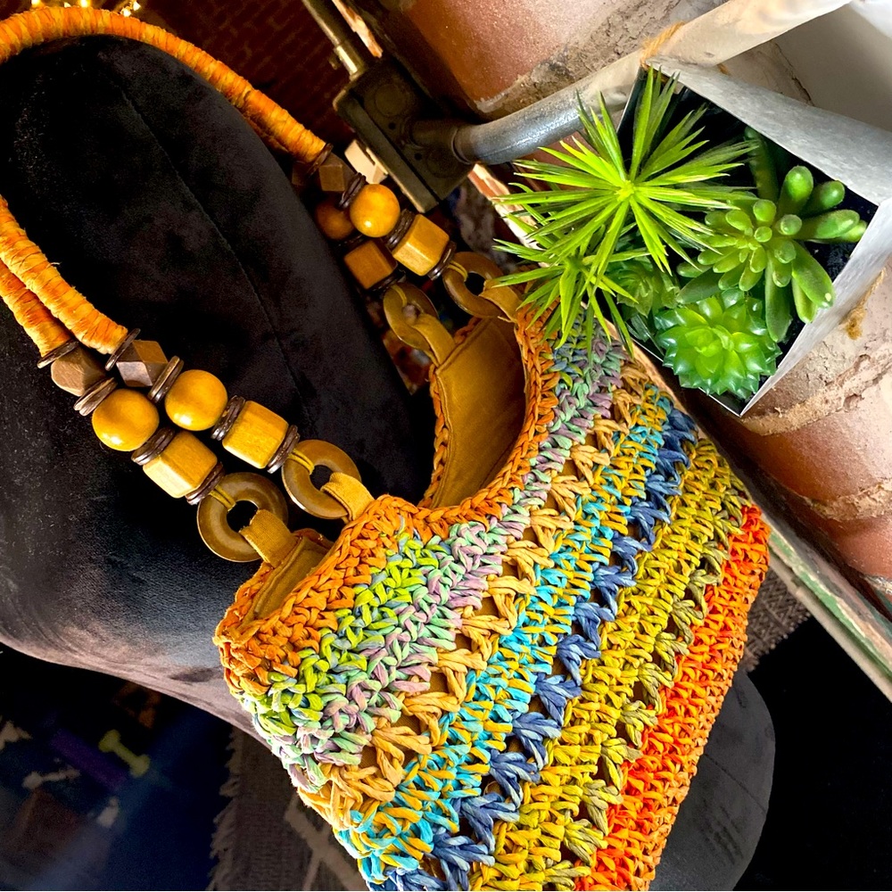 Vintage Multicolor Woven Purse/handbag